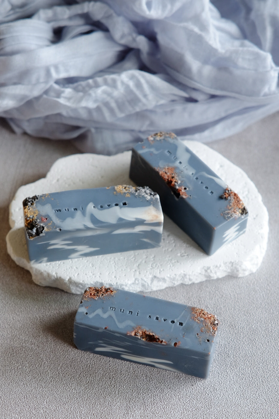 Marble inspired handcrafted soap with abstract mineral design