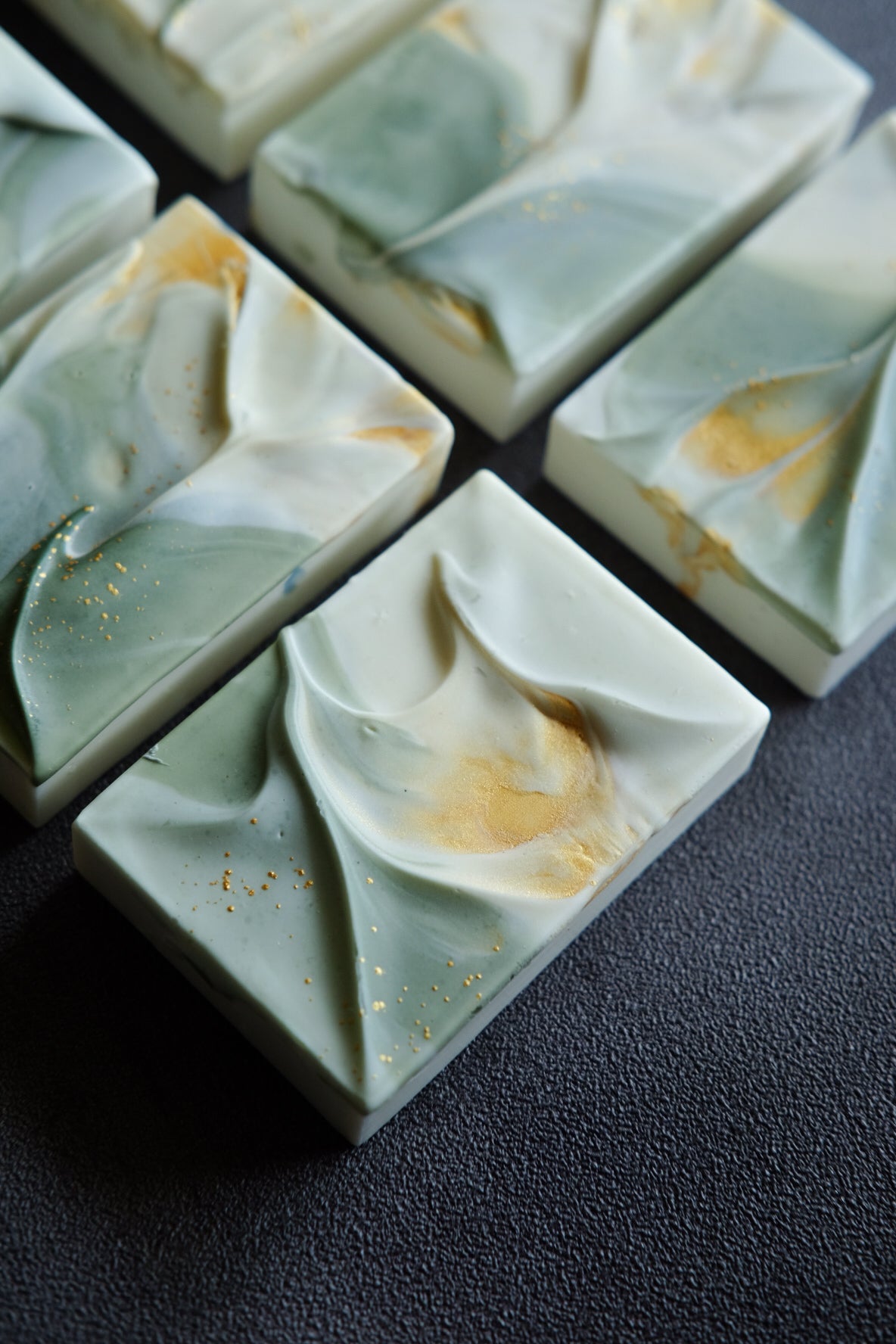 Minimalist cold process soap inspired by layered sculptural forms